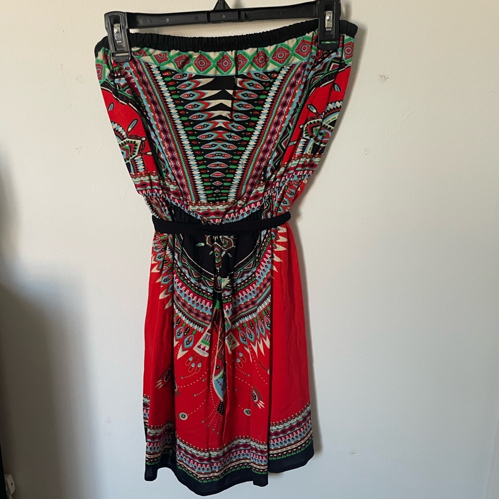 Flying Tomato Red and Black Strapless Romper